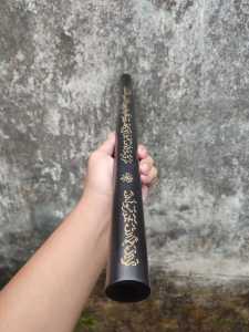 Tongkat Toya Kayu Kelor Hitam Asli Ukir Kaligrafi Panjang 50 cm