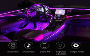 5 /6/ 9 in 1 RGB LED Atmosphere Car Light Interior Ambient Light Fiber Optic Strips Light by App Control DIY Music 6M Fiber Op