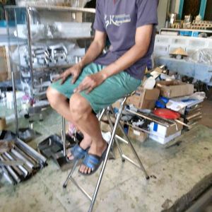 Ghế xếp inox không có lưng dựa cao 60cm/70cm/80cm . Hàng dày và cứng cáp inox 201 dày 1li