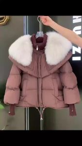 23 New Cross-Border Foreign Trade Winter Thickened Womens Fox Fur Shawl Big Fur Collar Mid-Length White Duck down Jacket ♢X1123