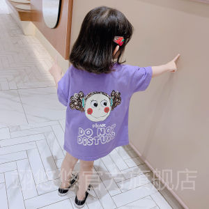 LS Show Girls Dress Cartoon Dress Girl Printed Dress Short Sleeve Dress Cotton Dress Age 3-7-year-old 90-130cm