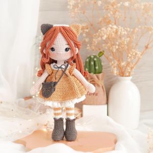 Búp bê Katy bằng len móc – Gấu bông handmade an toàn 100% cotton cho bé – Ami House