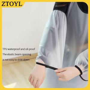 ZTOYL Ống bọc tay chống nước bằng TPU chống bẩn dùng trong công việc nhà lau dọn ống bọc cánh tay màu nâu nhạt phụ kiện tạp dề nhà bếp.