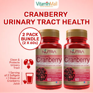 TWIN PACK - Nutra Botanics Cranberry Softgel - Cranberry Supplement for Women Urinary Tract Health - Lower Inflammation Swelling - Bladder UTI Cleanse