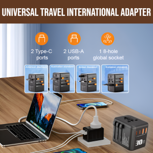 Universal Travel International Adapter Fast Charging Wall Charger Plug USB Type C A Ports Multifunctional Conversion Socket For UK/US/AUS/EU