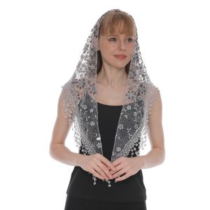 NEXTYOO Breathable Lace Veil Headscarf Floral Lace Triangle Veil Womens Small Floral Scarf Triangle Hollow Shawl