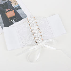 เข็มขัดรัดเอวลูกไม้ คอร์เซ็ทแฟชั่น แบบผูกเชือก ยืดหยุ่นได้ เข็มขัดผู้หญิง