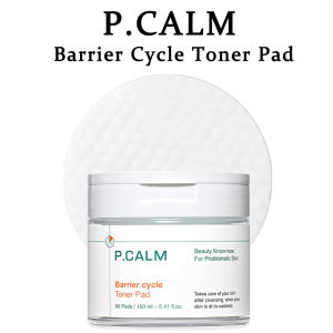 [100% Original] P.CALM Barrier Cycle Toner Pad – 60 Pads with Centella Asiatica & Papaya Extract for Soothing Moisturizing & Exfoliating Korean Vegan Facial Toners Pads for Sensitive Skin
