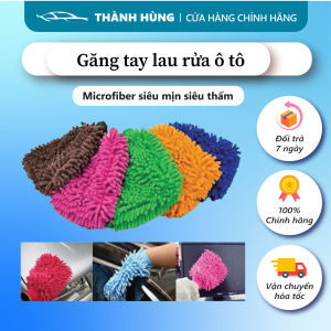 Gang tay lau rửa ô tô nhà cửa Microfiber siêu mịn siêu thấm siêu sạch chống trầy an toàn cho tay