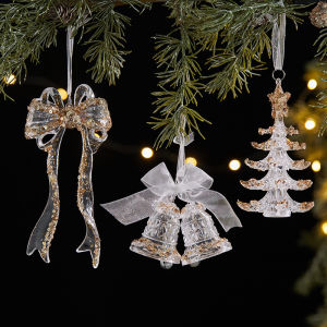1/3Pcs Christmas Tree Hanging Acrylic Ornaments 3D Design Crystal for Xmas Tree Pendants Holiday Winter New Year Party Decor