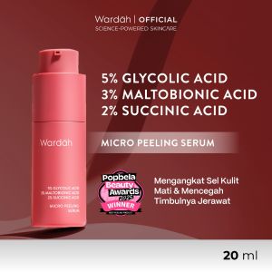 Wardah Exfo Peeling Serum 5% Glycolic Acid 3% Maltobionic Acid 2% Succinic Acid Micro - Serum Exfoliasi Wajah Serum Membantu Mencerahkan dan Menghaluskan Wajah - Skincare