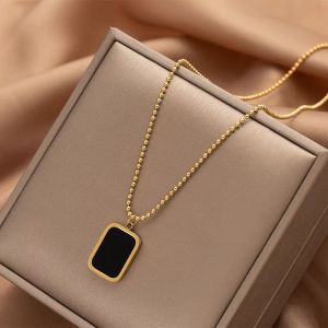 [ Bayar Ditempat ] Kalung Titanium Wanita Asli Anti Karat / Kalung Titanium Wanita Terbaru / Kalung Liontin Kotak Hitam Cewek Korean Style / COD