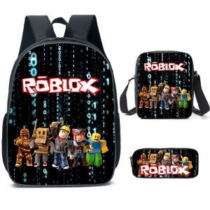 Roblox Backpack 3d Printed Bagpacks For Kids Boy Lunch Box Pencil Case School Bags 3pcs/Set Student Robux Cartoon Kids Packing Kit