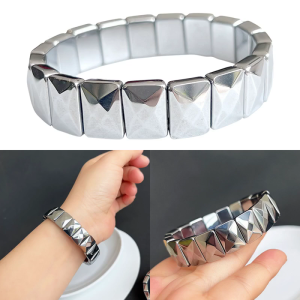 Natural Terahertz Bracelet Hand Row DIY Chamfer Energy Stone Bracelets Noble Healthy Men Women Birthday Gift