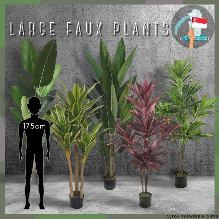 Large Faux Potted Plants Tall Indoor Outdoor Leaves Home Decoration