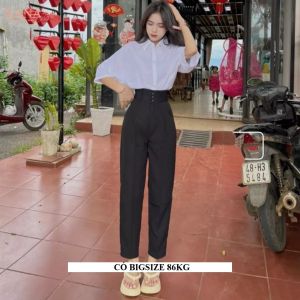 Quần Tây Đi học 3 Khuy dáng Baggy Lưng cao Vải Tuyết mưa cao cấp thiết kế thời trang cá tính có bigsize 90kg