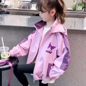 Christmas Gift Halloween Kawaii Kuromi Girls New Spring and Autumn Fashion Jacket Sanrio Children Cartoon Anime Sweet Windbreaker Coat Comfort Soft Tops
