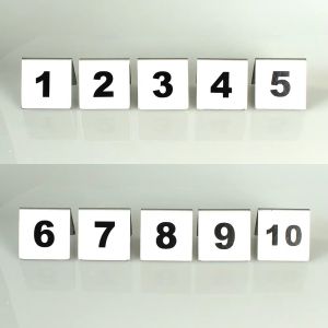 DAWEIF 10Pcs/Set Stainless Steel Table Number Plate Numbered 1 Through 20 Double Sided Numbered Table Card Stackable Restaurant Hotel Desk Number Wedding Birthday Party Supplies