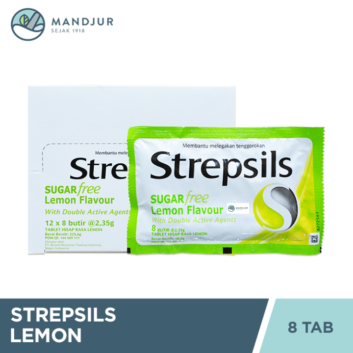 Strepsils Sugar Free Lemon Flavor Sachet - Permen Pelega Tenggorokan