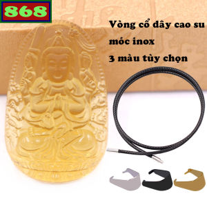 Mặt Phật Thiên thủ thiên nhãn pha lê vàng kèm vòng cổ dây cao su đen mặt Phật bản mệnh mặt dây chuyền Phật mặt Phật thủy tinh Quan âm nghìn tay nghìn mắt