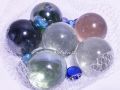 Big Size 6pcs Assorted Glass Marble / Jolen / Holen with 12pcs Assorted Mini Glass Pebbles. 