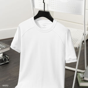 Áo Thun Nam NATO® "Alan - 280Gsm" Embroider/Raplan Áo Phông Trơn Tay Phối Cotton Đẹp Cổ Tròn Đen Trắng Cao Cấp