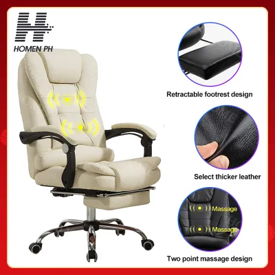 High Quality Office chair Computer Chair Ergonomic Chair with Footrest Boss Chair With USB Massage Leather High Back Executive Office Chair Comfort Reclining Executive Chair