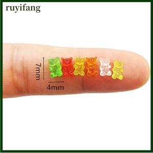 ruyifang 20pcs MINI Resin เครื่องประดับหมีที่มีสีสัน DIY งานฝีมือตุ๊กตาตกแต่งลูกกวาด