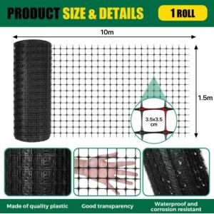 Chicken Net Plastic Fence Mesh 10M/25M/50M- Durable & Flexible Garden Fence for Poultry Breeding & Balcony Protection