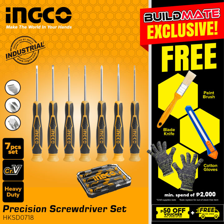 INGCO Precision Screwdriver 7PCS/SET HKSD0718 BUILDMATE IHT Lazada PH