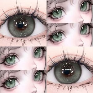 [Power 0.00~-6.00] Contact 1Pair(2Pcs) Coloured Contact with Power / Original Korea /daily contacts /6 Months Use After Opening芥末辣妹美瞳半年抛爆款混血甜妹绿色大直径女隐形眼镜漫画眼正品