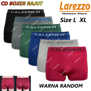Larezzo - 3 Pcs Celana Dalam / CD Boxer Pria Laki Cowok Spandek Rajut FASHION MAN Tanpa Jahitan Size L XL