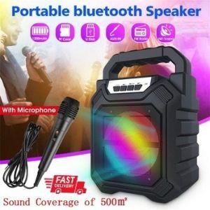 (Ready Stock) 3 Inch Portable Wireless Speaker With Or Without Microphone Mic High Performance Sound Quality Bluetooth Rechargable Portable Speaker with USB/TF/AUX/ LED Light with mic or without Mic