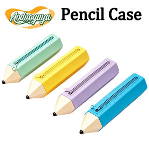 Aoduoyaya Large Capacity Silicone Pencil Case Pencil-Shaped Zipper Stationery Organizer Gift for Students