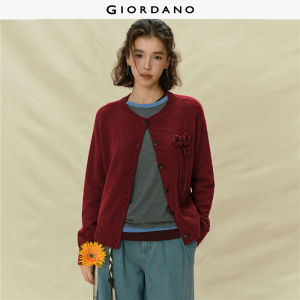 Giordano Women 100% Cotton Knitted Cardigan with Crew Neck & 3D Crochet Pattern Free Shipping 18355821