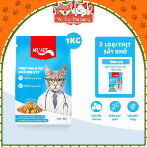 Hạt Mr.Vet Cho Mèo Giàu Đạm Topping Thịt Sấy Không Độn Ngũ Cốc 1Kg