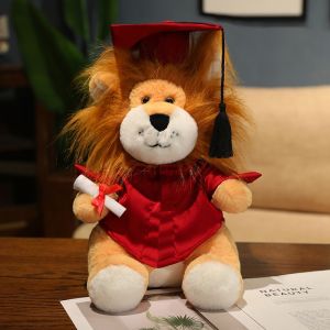 JOJO CASTLE Creative Simulation Graduation Lion Plush Doll Bachelor Costume Doctor Hat Lion Animal Plush Toy For Students Graduation Gift 毕业玩偶