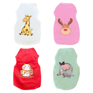 เสื้อสุนัขเสื้อกล้ามฤดูร้อนแมวสัตว์เลี้ยงลายการ์ตูนน่ารักเสื้อยืดชุดสำหรับหมาขนาดเล็กสัตว์เลี้ยงเสื้อผ้าลูกสุนัขเล็กเครื่องแต่งกายฤดูร้อน