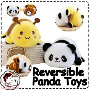 Reversible Panda Plush Toy Double Sided Flip Doll Soft Pillow Neck Cushion Kids Gift Cute