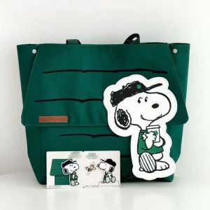 OXTRWZ Printed Starbucks Canvas Bag Large Capacity Cartoon Snoopy Shoulder Bag Kawaii Shopping Bag Cloth Handbag Girl