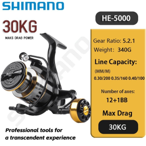 HE Fishing reel Spinning Reel Metal Spool Pancing Braking Force Mesin Casting Fishing Reel Metal Sea Tackle Line Cup