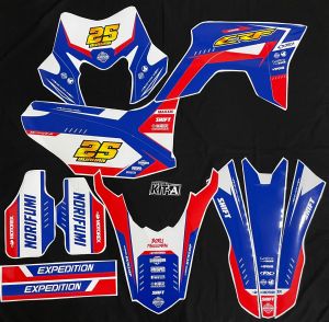 Decal sticker motor Honda CRF 150L Motif Biru putih list merah Simpel  D-I2-029 i2-1139