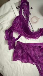 Purple lace lingerie designed to enhance the bust with a push-up effect small bust size underwire and a quarter-cup padded bra that is transparent and allows for easy access