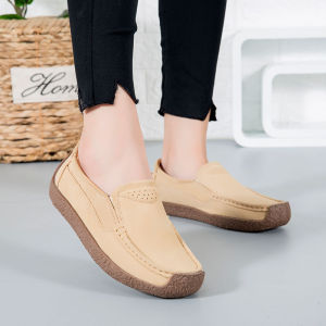 Suede Leather Wedge Shoes for Women Flat Shoes Elegant Boat Shoes Topsider Loafer Slip On Shoes Ladies Loafers Shoes