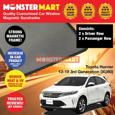 Toyota Harrier 2013-2020 3rd Generation (XU60) Customised Car Accessories Window Magnetic Sunshades (Best Compliment with Car Window Solar Film Tint)