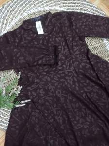Gamis hermosa embos motif katuk coklat-gamis syari coklat tua umbrella-pakaian wanita embos syari