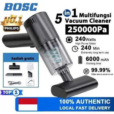 BOSC Vacuum Cleaner Portable 250000Pa Mini 5 in 1 Tanpa Kabel Penyedot Debu untuk Rumah Mobil Kasur Serba Guna