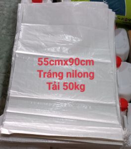 Com bo1 Bao tải trắng +1 Bao nilong lồng bao tải /Bao tải dứa 50kg tráng nilong chống ướt khổ 55x90cm  60 x100cm hàng đẹp