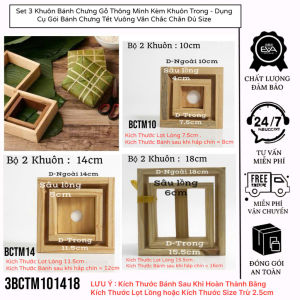 Set 3 Khuôn Làm Bánh Chưng Bằng Gỗ Tự Nhiên Giúp Gói Bánh Nhanh Chóng Và Đẹp