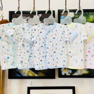 Áo sơ sinh Cotton Tay Ngắn Họa Tiết JOU - Chất vải mềm mịn thoáng mát cho bé trai bé gái